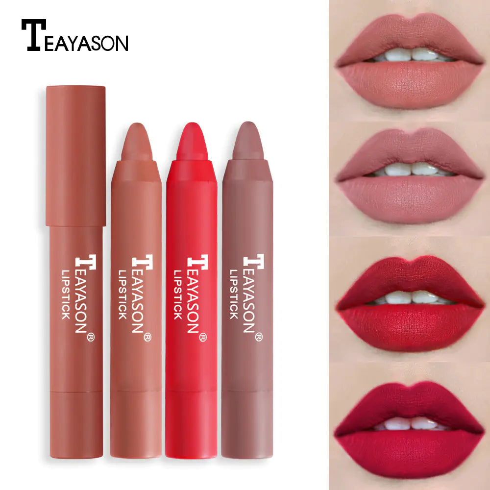Conjunto de 12 Lápis de Contorno Labial Matte Aveludado à Prova d'Água