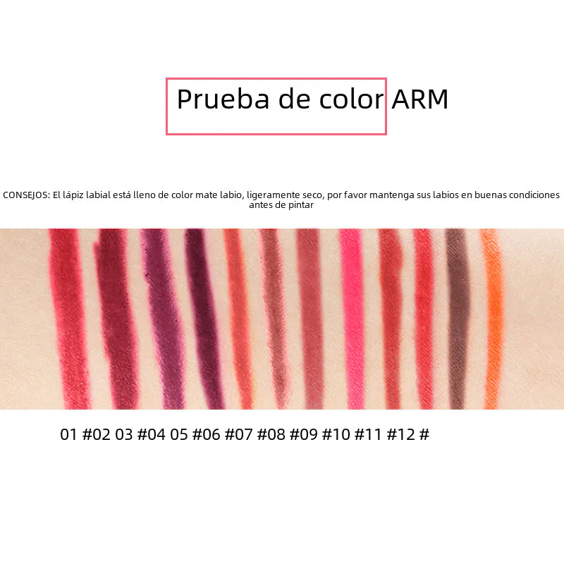 Conjunto de delineadores labiais matte VIBELY com 12 cores à prova d'água