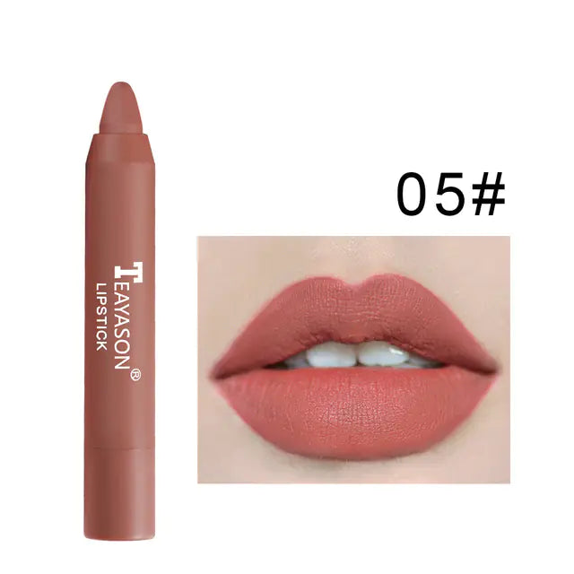 Conjunto de 12 Lápis de Contorno Labial Matte Aveludado à Prova d'Água