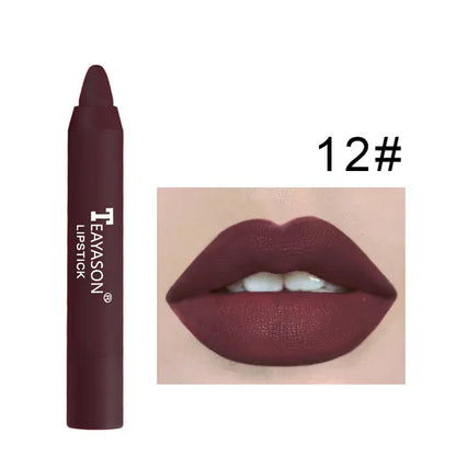 Conjunto de 12 Lápis de Contorno Labial Matte Aveludado à Prova d'Água