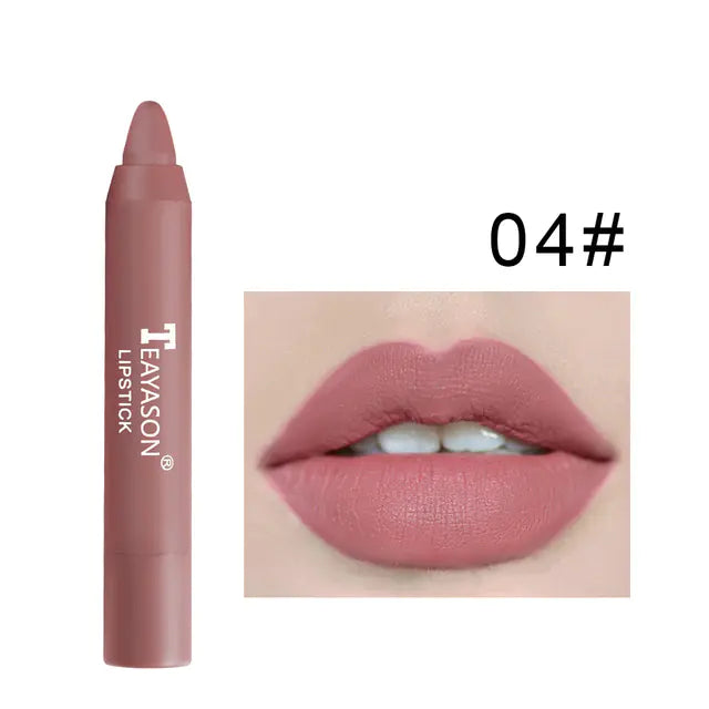 Conjunto de 12 Lápis de Contorno Labial Matte Aveludado à Prova d'Água