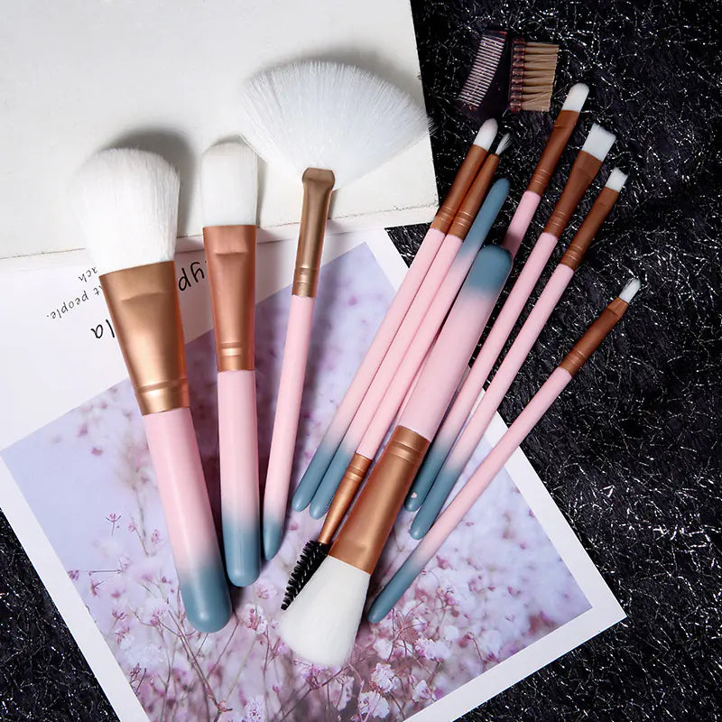 Conjunto de 12 pincéis de maquiagem e ferramentas de beleza
