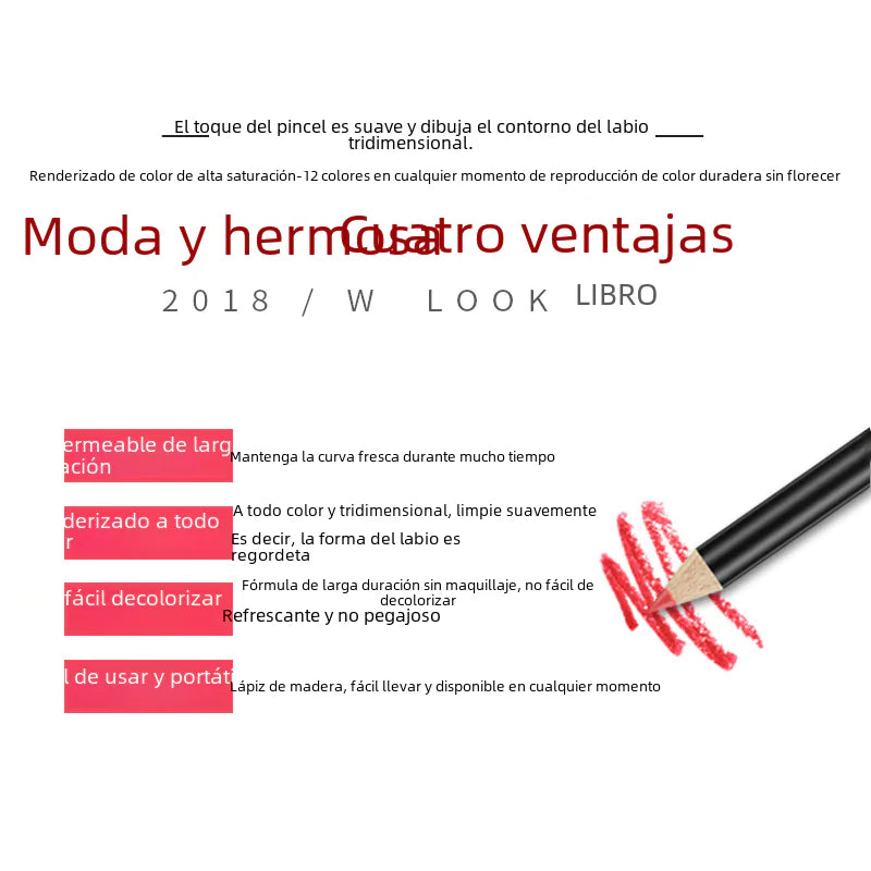 Conjunto de delineadores labiais matte VIBELY com 12 cores à prova d'água