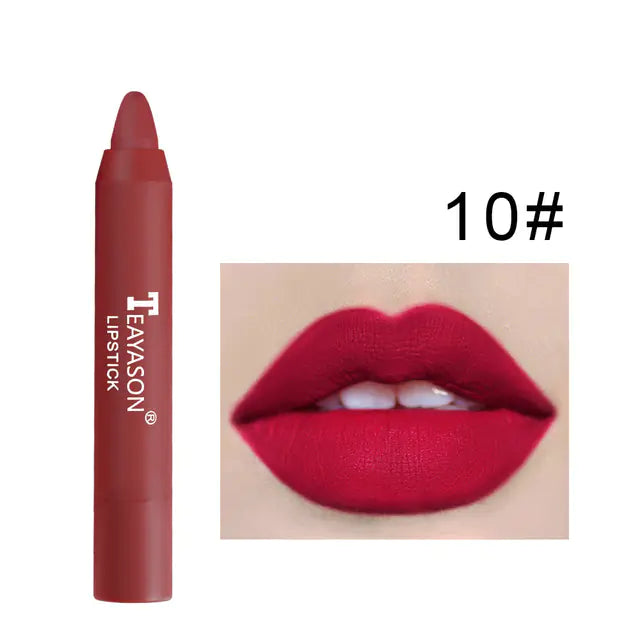 Conjunto de 12 Lápis de Contorno Labial Matte Aveludado à Prova d'Água