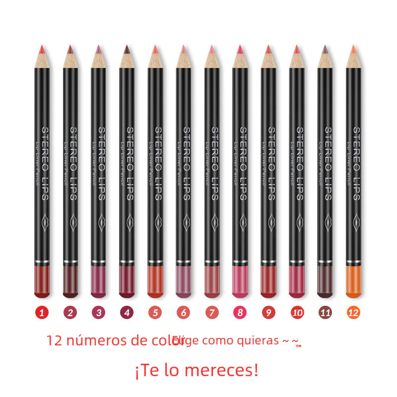 Conjunto de delineadores labiais matte VIBELY com 12 cores à prova d'água