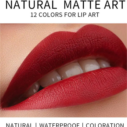 Conjunto de 12 Lápis de Contorno Labial Matte Aveludado à Prova d'Água